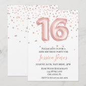 Invitation Sweet 16 Seize Anniversaire Rose Ballons d'or (Devant / Derrière)