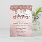 Invitation Sweet 16 Seize Anniversaire Rose Gold (Debout devant)