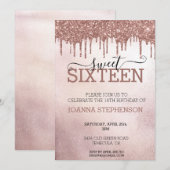 Invitation Sweet 16 Seize Anniversaire Rose Gold (Devant / Derrière)