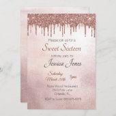 Invitation Sweet 16 Seize Anniversaire Rose Gold Drips (Devant / Derrière)