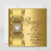 Invitation Sweet 16 Seize Anniversaire Soeur d'Or (Devant)