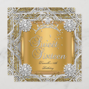 Invitation Sweet 16 Seize Anniversaire Soirée Or Argent
