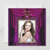 Invitation Sweet 16 Seize Anniversaire Soirée Purple Rose Or (Devant)