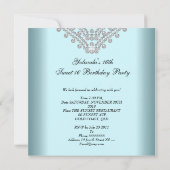 Invitation Sweet 16 Seize Anniversaire Turquoise Diamants bla (Dos)