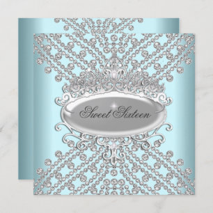 Invitation Sweet 16 Seize Anniversaire Turquoise Diamants bla