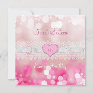Invitation Sweet 16 Seize Ans Anniversaire Fête Rose Blanc De