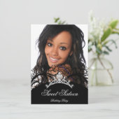 Invitation Sweet 16 Seize Black Lace Photo (Debout devant)