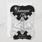 Invitation Sweet 16 Seize Black Silver Diamond (Devant)