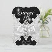 Invitation Sweet 16 Seize Black Silver Diamond (Debout devant)