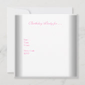 Invitation Sweet 16 Seize Blanc Argent Superposition Bijou ro (Dos)