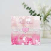 Invitation Sweet 16 Seize Blanche-Dentelle Rose Anniversaire (Debout devant)