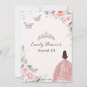 Invitation Sweet 16 Seize Blush Rose Floral Argent Anniversai (Dos)