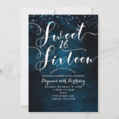 Invitation SWEET 16 Seize Celestial Starry Blue Sky Party (Devant)