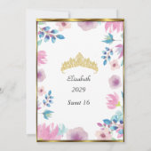 Invitation Sweet 16 Seize Fleurs florales fête d'anniversaire (Dos)