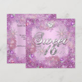 Invitation Sweet 16 Seize Jolies Perles Flocon de Neige 2 (Devant / Derrière)