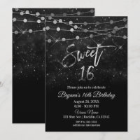 Sweet 16 Seize Noirs et lumières scintillantes arg