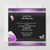 Invitation Sweet 16 Seize Papillon noir violet rose (Dos)