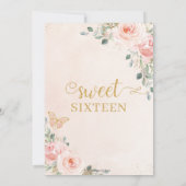 Invitation Sweet 16 Seize Papillons Floraux Rose-Brut (Dos)
