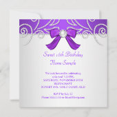 Invitation Sweet 16 Seize Purple Faux Pearl Diamond Party (Dos)