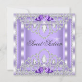 Invitation Sweet 16 Seize Purple Silver Diamond Party 3I (Devant)