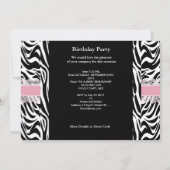 Invitation Sweet 16 Seize Rose Noir Blanc Zèbre (Dos)