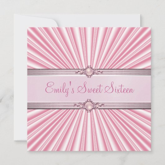 Invitation Sweet 16 Seize Soie rose Bijou Anniversaire (Devant)