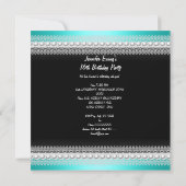 Invitation Sweet 16 Seize Turquoise Black Pearl Lace Damask (Dos)