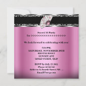 Invitation Sweet 16 Seize Ventilateur Rose Zèbre Noir Leopard (Dos)