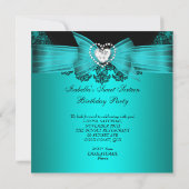 Invitation Sweet 16 Seteen Aqua Blue Black Lace (Dos)