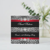 Invitation Sweet 16 Seteen Leopard Red Black Diamond (Debout devant)