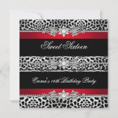 Invitation Sweet 16 Seteen Leopard Red Black Diamond (Devant)