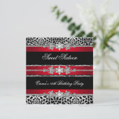Invitation Sweet 16 Seteen Leopard Red Black Diamond 2 (Debout devant)