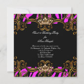 Invitation Sweet 16 Seteen Party Hot rose Bronze Tiara Zebra (Dos)