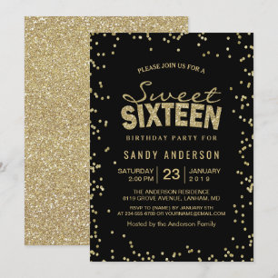 Invitation Sweet 16 Seteen Party   Points de Parties scintill