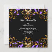 Invitation Sweet 16 Seteen Party Purple Gold Black Zebra (Dos)