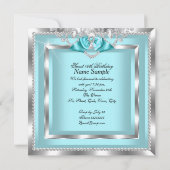 Invitation Sweet 16 Seteen Turquoise Blue Silver Diamond Part (Dos)