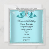 Invitation Sweet 16 Seteen Turquoise Blue White Diamond Party (Dos)