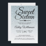 Invitation Sweet 16 Silver Parties scintillant Ombre 16e anni<br><div class="desc">Une parties scintillant argentée glamour et moderne à l'ombre design Sweet 16 anniversaire d'invitation présente le texte "Sweet sixteen" en noir chic manuscrit calligraphie. Parfait invitation à la fête du 16ème anniversaire pour un Sweet sixteen glamour, parfait pour elle, la fashionista qui aime motif moderne, étincelant, luxe et glamour. Conçu...</div>