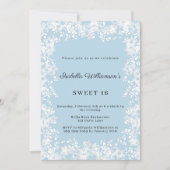 Invitation Sweet 16 snowflakes blue elegant winter party (Devant)