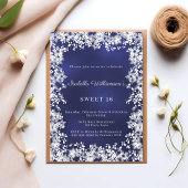 Invitation Sweet 16 snowflakes blue elegant winter party