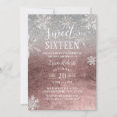 Invitation Sweet 16 Snowflakes Rose Gold & Silver (Devant)
