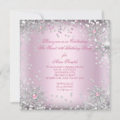 Invitation Sweet 16 Snowflakes rose White Winter Wonderland (Dos)