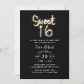 Invitation Sweet 16 Sparkler Parties scintillant d'or moderne (Devant)