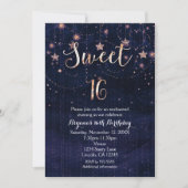 Invitation Sweet 16 Starry Night violet et or (Devant)
