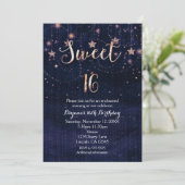 Invitation Sweet 16 Starry Night violet et or (Debout devant)