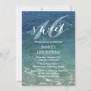 Invitation Sweet 16 Summer Beach Confetti Dots modernes