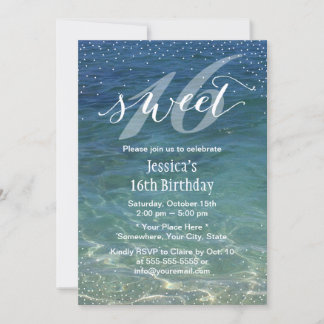 Invitation Sweet 16 Summer Beach Confetti Dots modernes