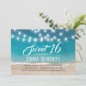 Invitation Sweet 16 Summer Beach & String Lights (Debout devant)