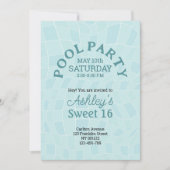 Invitation Sweet 16 Summer Pool Party Anniversaire (Devant)