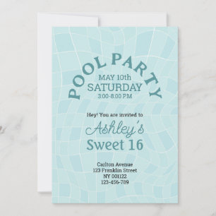 Invitation Sweet 16 Summer Pool Party Anniversaire